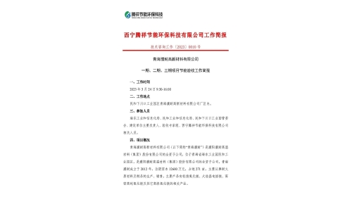 青海濮耐高新材料有限公司一期、二期、三期項目節(jié)能驗收工作簡報